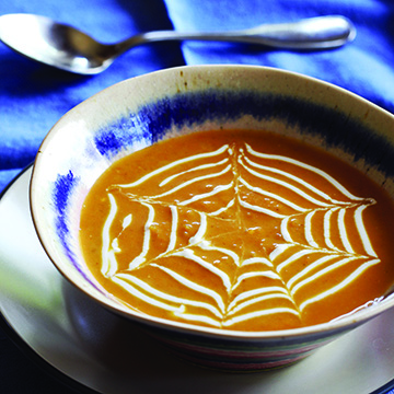 Spiderweb Pumpkin Curry Soup
